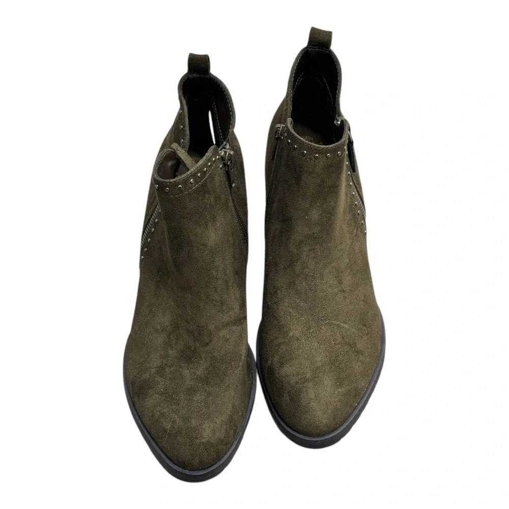 Women's Olive Ankle Boots Cowboy Studded Booties Size 9.5 Olive